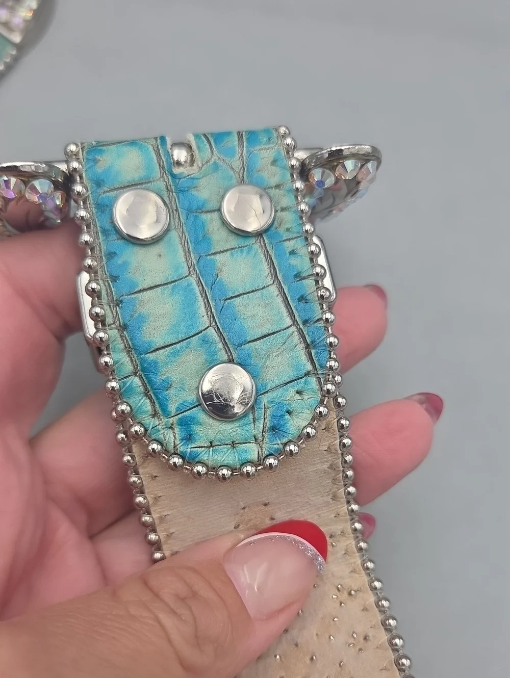 BB Simon Swarovski Belt Aqua Green Light Teal Women Medium